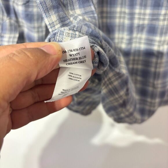 Rails Women's Button-Up Shirt Heather Blue Small Checked Slim Fit Long Sleeve - Picture 6 of 8